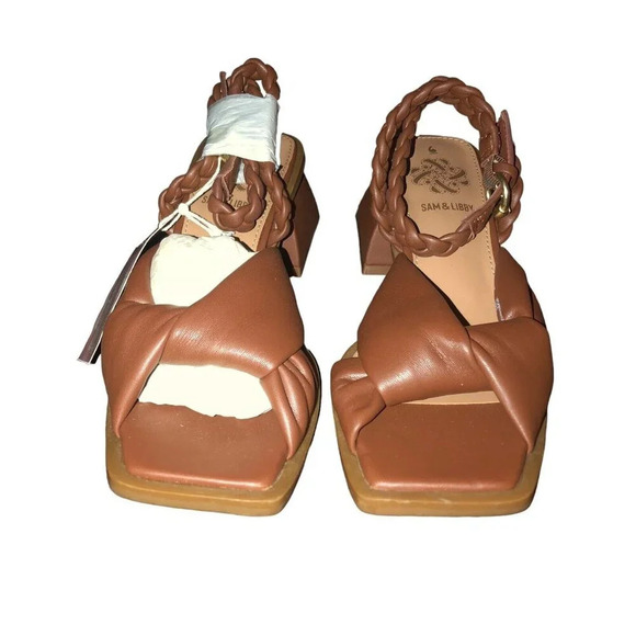 SAM & LIBBY Sz 6 Women's “Sutton” Brown Ankle Strap Block Heel Sandals NWT - Picture 2 of 7